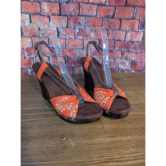 Seychelles Rock the Boat Orange Wedge Sandals Size 9 - Picture 3 of 7